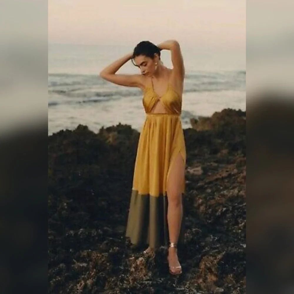 Anthropologie Silk Colorblocked Maxi Dress
